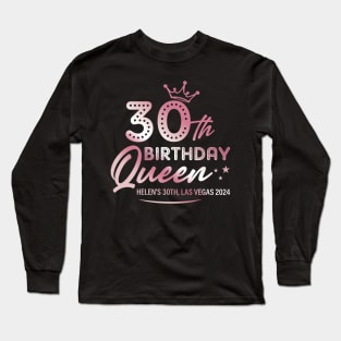 ROSE GOLD 30th Birthday Queen Las vegas Bday Gift For Women Mother day Long Sleeve T-Shirt